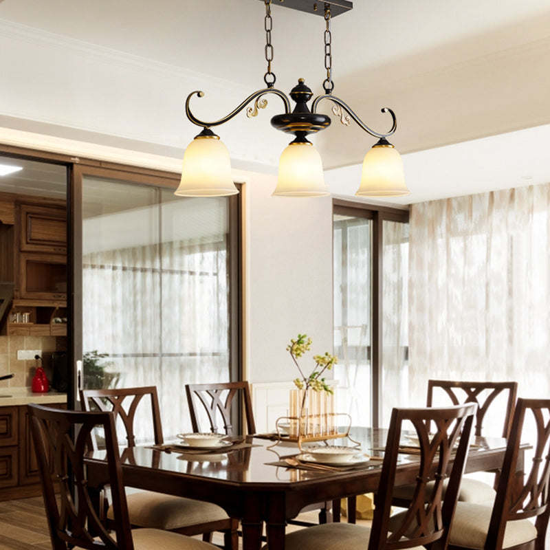 Industrial Pendant Lighting Bell Shape Glass 3 Light Island Ceiling Light