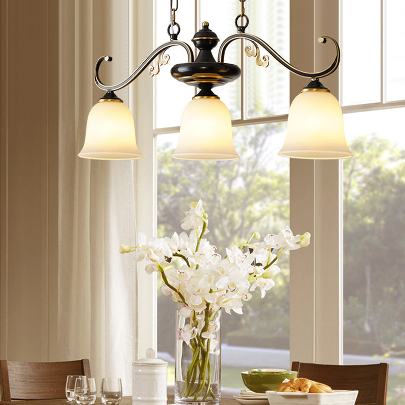 Industrial Pendant Lighting Bell Shape Glass 3 Light Island Ceiling Light