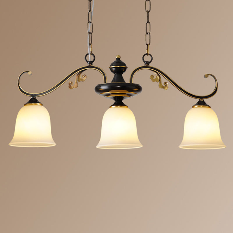 Industrial Pendant Lighting Bell Shape Glass 3 Light Island Ceiling Light