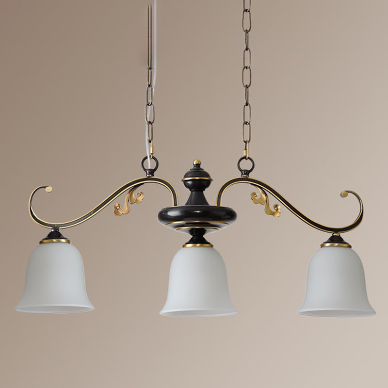 Industrial Pendant Lighting Bell Shape Glass 3 Light Island Ceiling Light