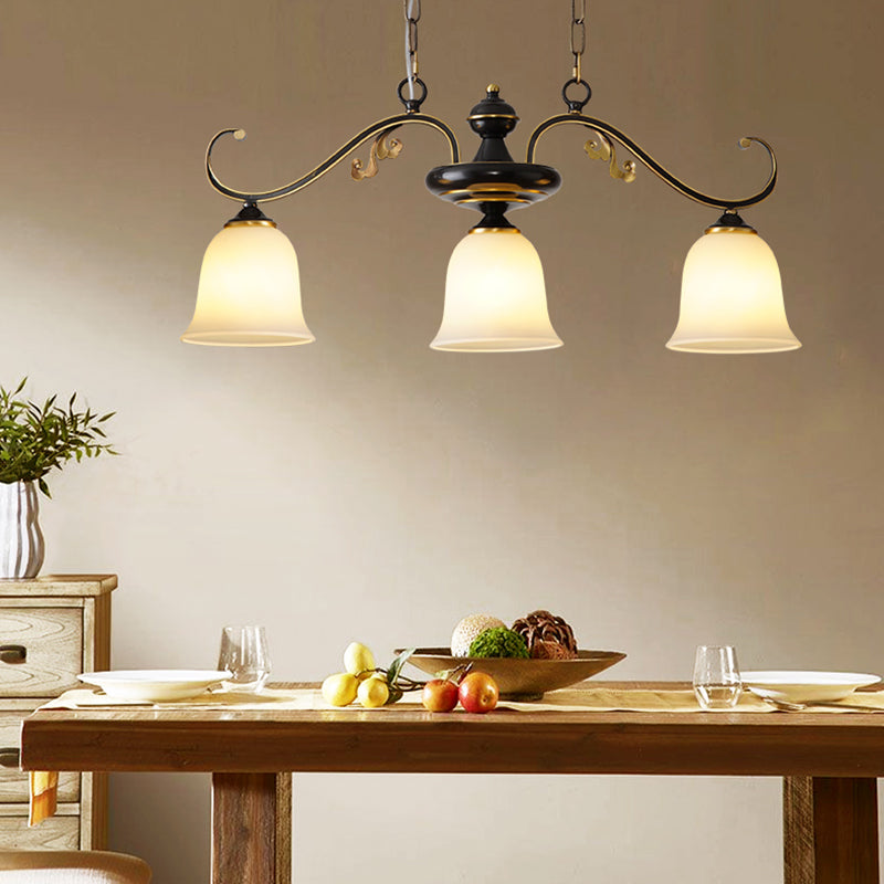 Industrial Pendant Lighting Bell Shape Glass 3 Light Island Ceiling Light