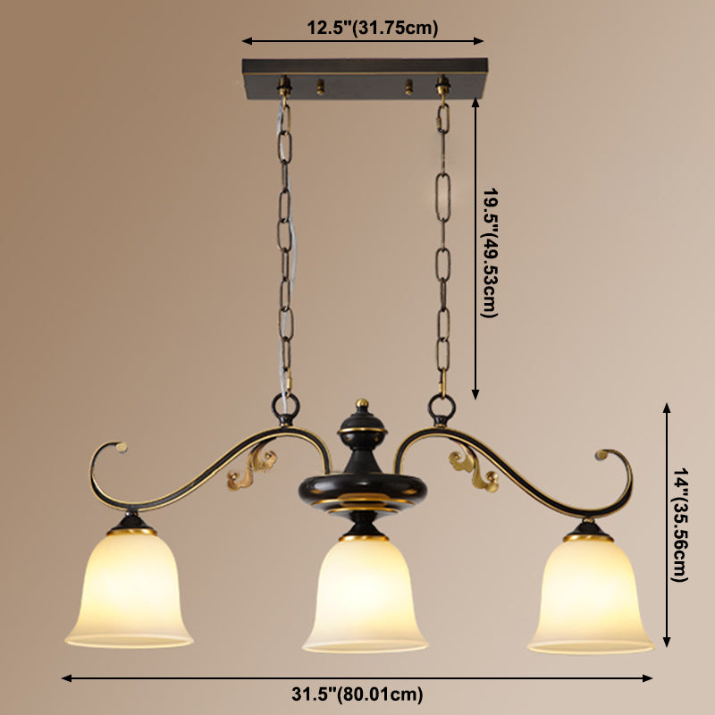 Industrial Pendant Lighting Bell Shape Glass 3 Light Island Ceiling Light