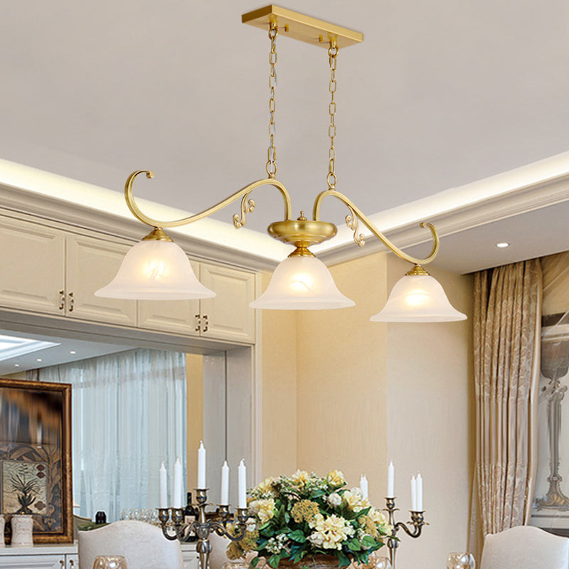 Isola contemporanea illuminazione vetro a campana 3 luce dell'isola luce in oro