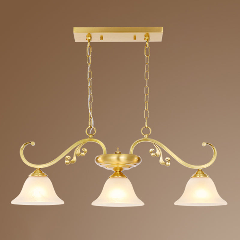 Isola contemporanea illuminazione vetro a campana 3 luce dell'isola luce in oro