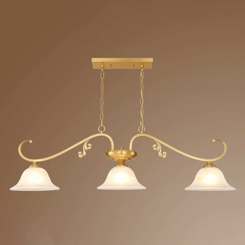 Isola contemporanea illuminazione vetro a campana 3 luce dell'isola luce in oro