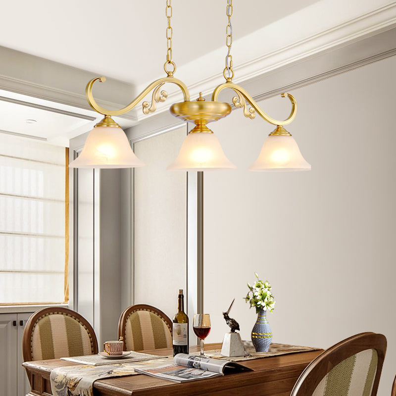 Isola contemporanea illuminazione vetro a campana 3 luce dell'isola luce in oro