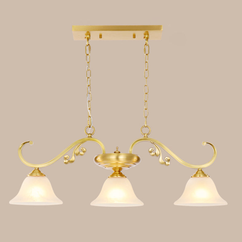 Isola contemporanea illuminazione vetro a campana 3 luce dell'isola luce in oro