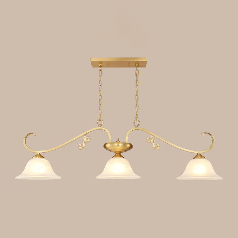 Isola contemporanea illuminazione vetro a campana 3 luce dell'isola luce in oro