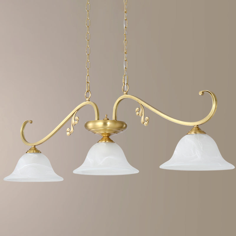 Isola contemporanea illuminazione vetro a campana 3 luce dell'isola luce in oro