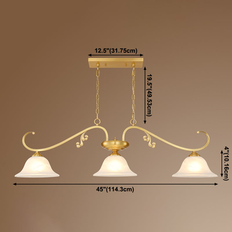 Isola contemporanea illuminazione vetro a campana 3 luce dell'isola luce in oro