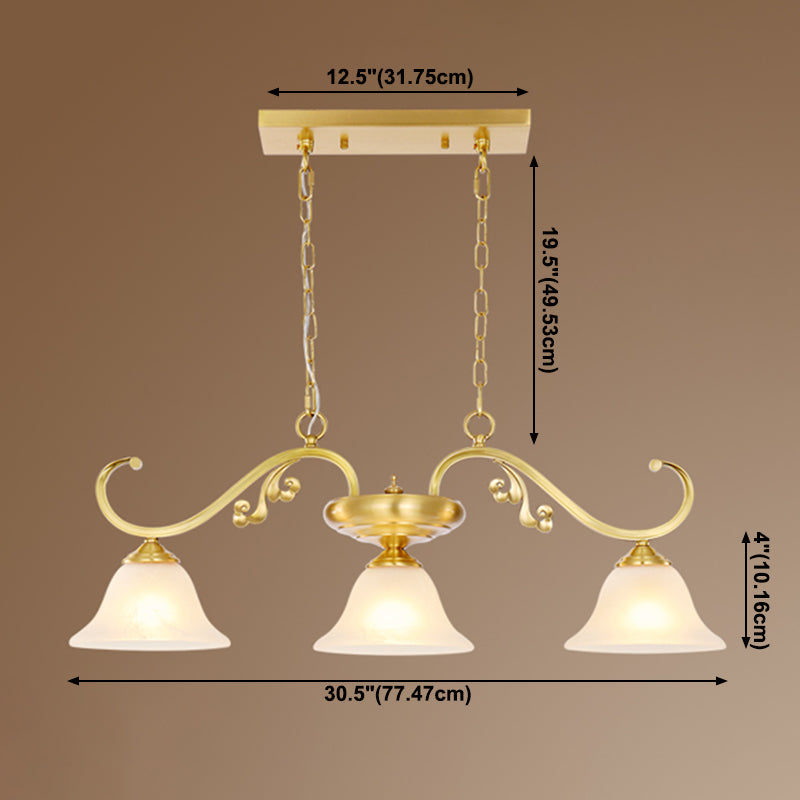 Isola contemporanea illuminazione vetro a campana 3 luce dell'isola luce in oro