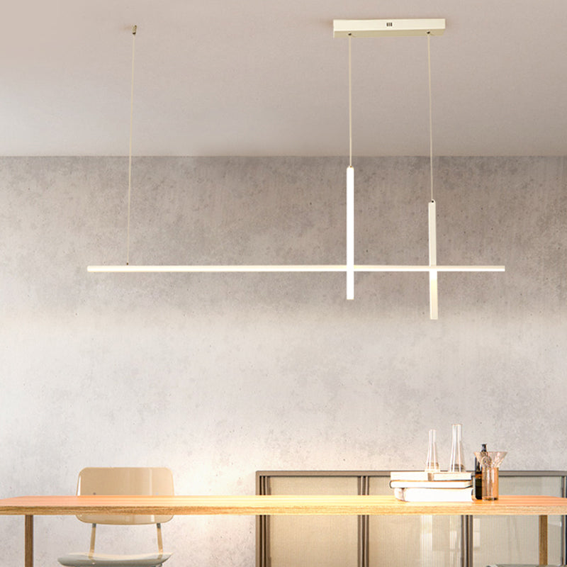 Luci d'isola lineare Luce a soffitto dell'isola metallica contemporanea in finitura bianca