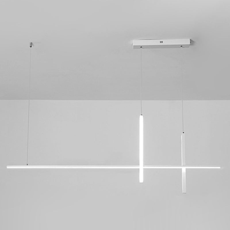 Luci d'isola lineare Luce a soffitto dell'isola metallica contemporanea in finitura bianca