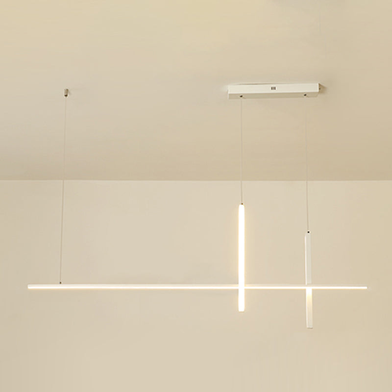 Luci d'isola lineare Luce a soffitto dell'isola metallica contemporanea in finitura bianca