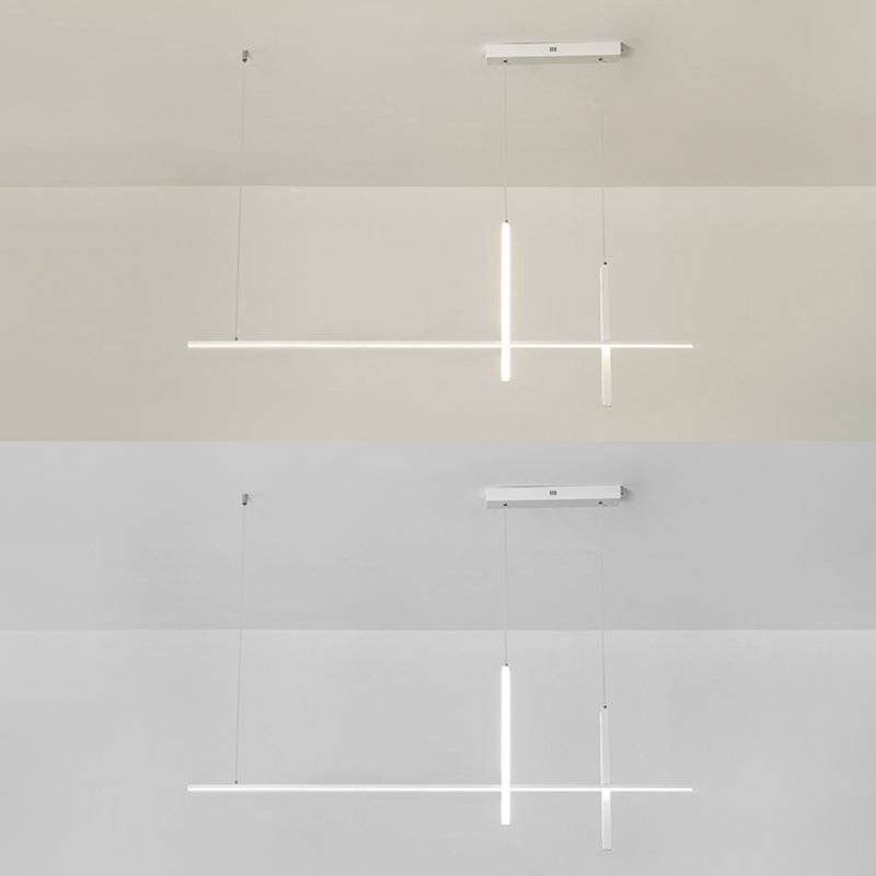 Luci d'isola lineare Luce a soffitto dell'isola metallica contemporanea in finitura bianca