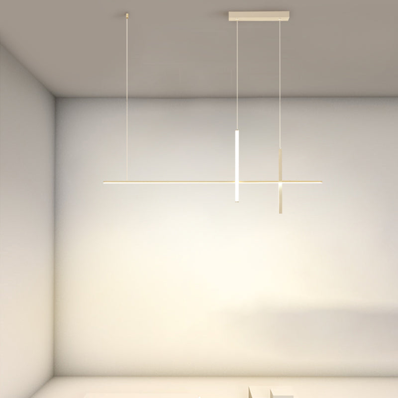 Luci d'isola lineare Luce a soffitto dell'isola metallica contemporanea in finitura bianca