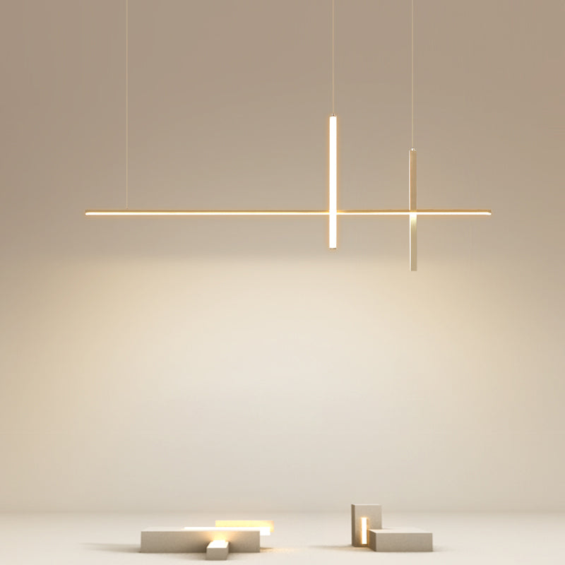 Luci d'isola lineare Luce a soffitto dell'isola metallica contemporanea in finitura bianca