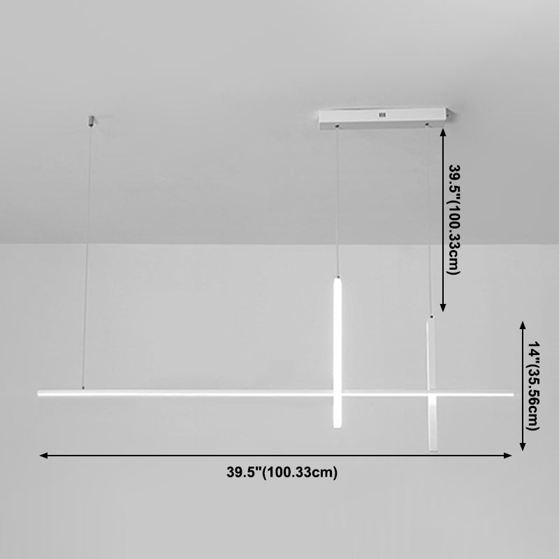 Luci d'isola lineare Luce a soffitto dell'isola metallica contemporanea in finitura bianca