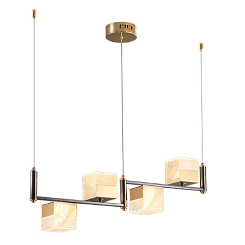 4-Light Cube Island Lights Contemporary Acrylic Island Ceiling Light