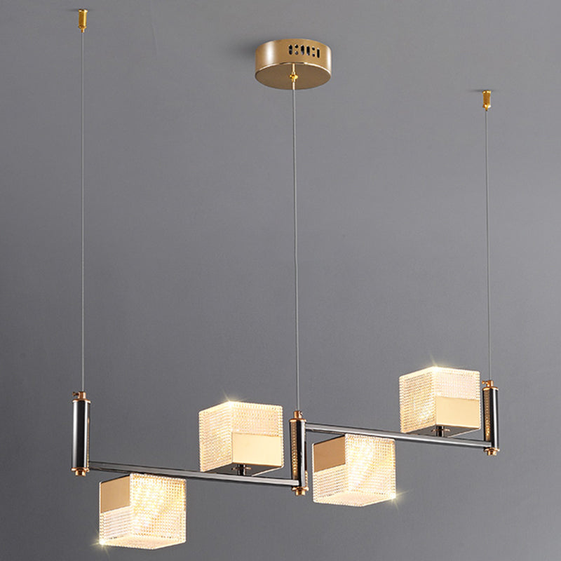 4-Light Cube Island Lights Contemporary Acrylic Island Ceiling Light