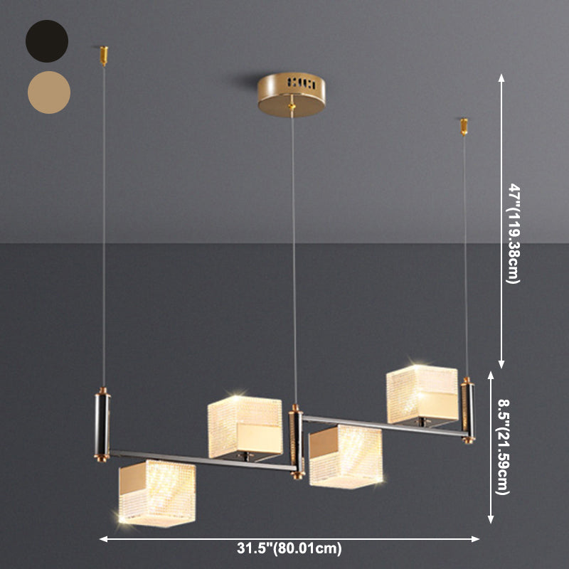 4-Light Cube Island Lights Contemporary Acrylic Island Ceiling Light