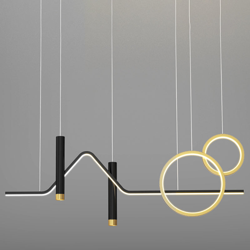 Geometric Contemporary Island Lighting Metal Island Ceiling Light in Black and Gold