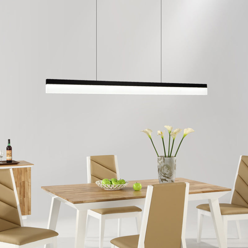 Idea de iluminación de isla lineal moderna Luces colgantes de aluminio con sombra acrílica