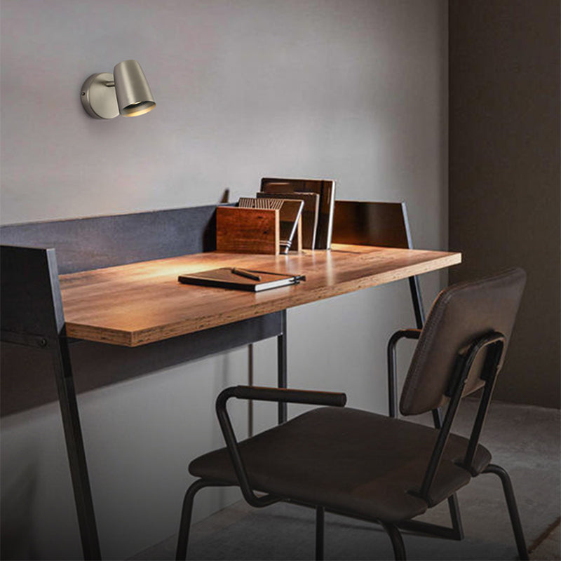 Lámparas de pared de pared de cilindro de metal contemporáneos 1 lámparas de luz de luz en plata