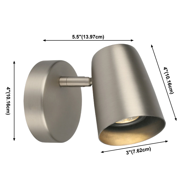 Lámparas de pared de pared de cilindro de metal contemporáneos 1 lámparas de luz de luz en plata