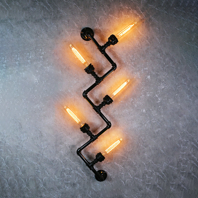Illuminazione a parete in metallo multiple industriale pipa da acqua sfumatura lampada montata a parete