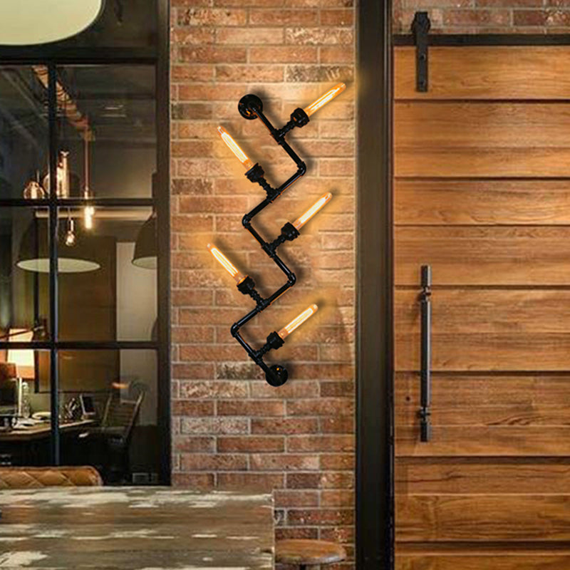 Illuminazione a parete in metallo multiple industriale pipa da acqua sfumatura lampada montata a parete