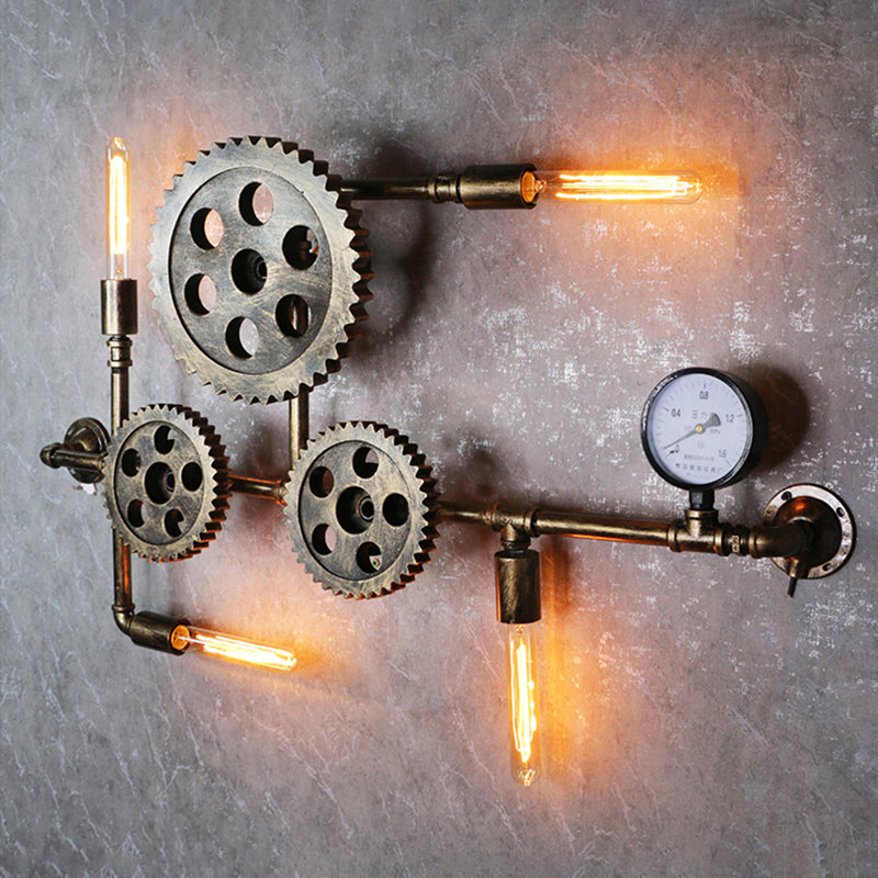 Illuminazione a parete in metallo multiple industriale pipa da acqua sfumatura lampada montata a parete