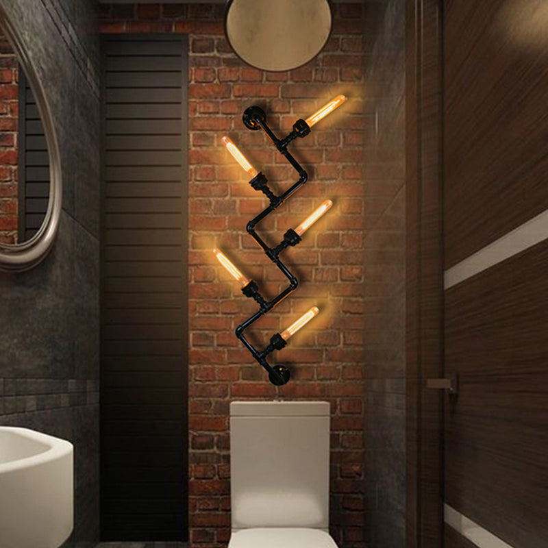 Illuminazione a parete in metallo multiple industriale pipa da acqua sfumatura lampada montata a parete
