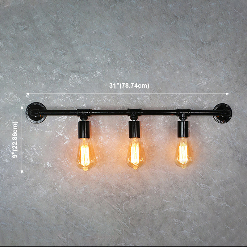 Illuminazione a parete in metallo multiple industriale pipa da acqua sfumatura lampada montata a parete