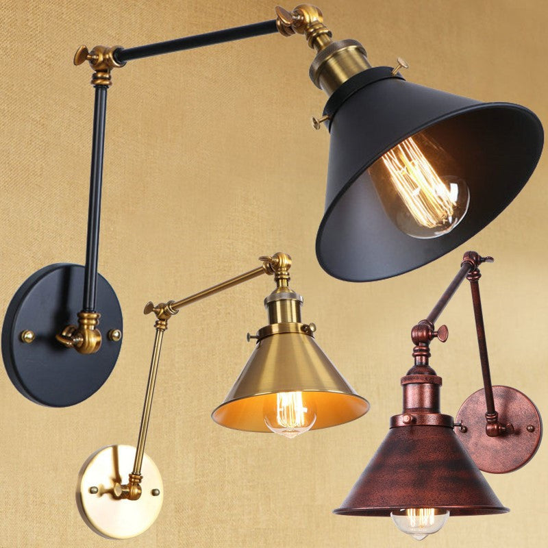 Industrial Swing Arms Wall Mounted Light Metal 1 Light Wall Mounted Lamp