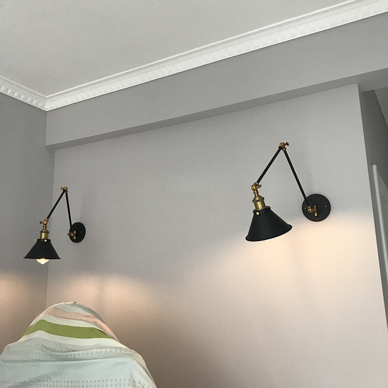 Industrial Swing Arms Wall Mounted Light Metal 1 Light Wall Mounted Lamp