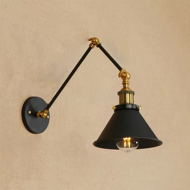 Industrial Swing Arms Wall Mounted Light Metal 1 Light Wall Mounted Lamp