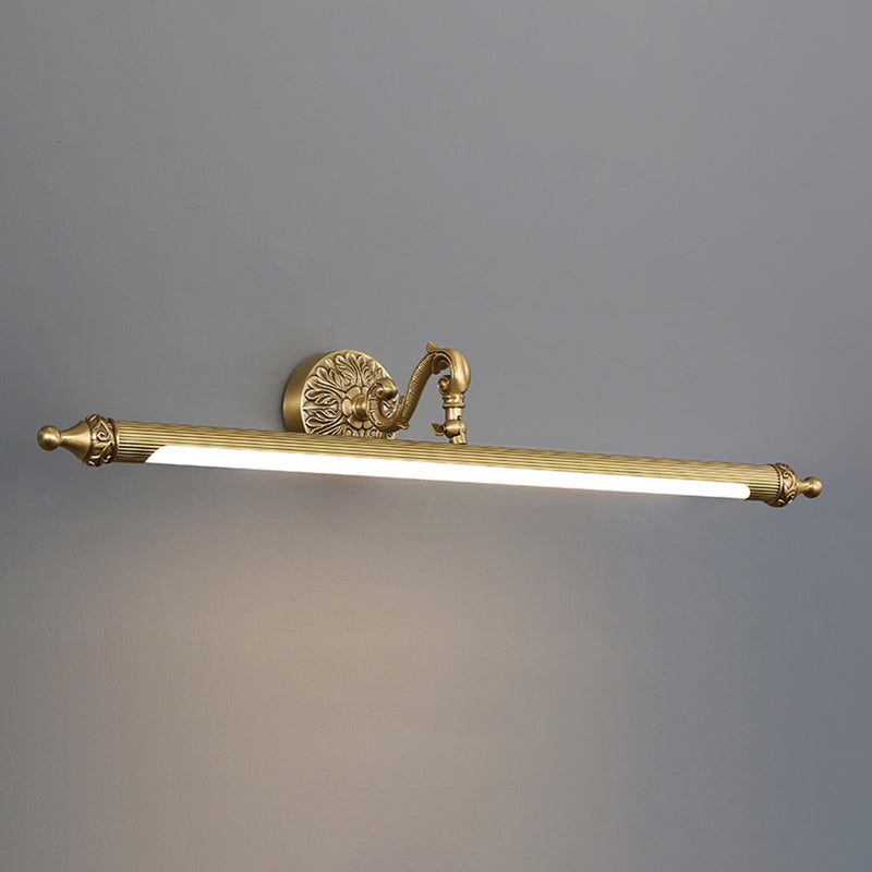 1 Light Linear Wall Lighting Modern Style Mirror Wall Mounted Light Fixture in Brass