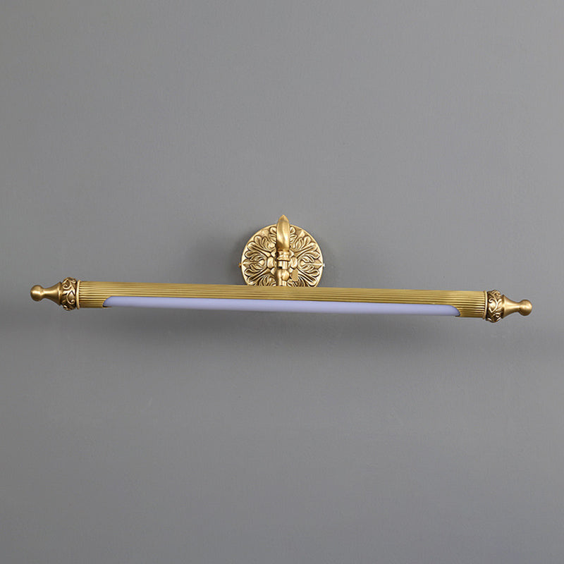 1 Light Linear Wall Lighting Modern Style Mirror Wall Mounted Light Fixture in Brass