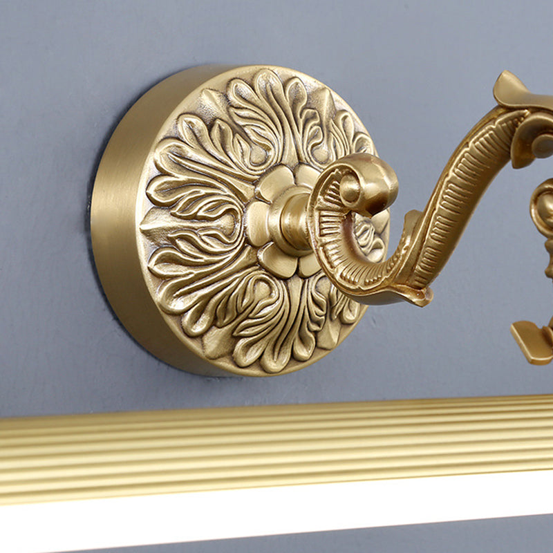 1 Light Linear Wall Lighting Modern Style Mirror Wall Mounted Light Fixture in Brass