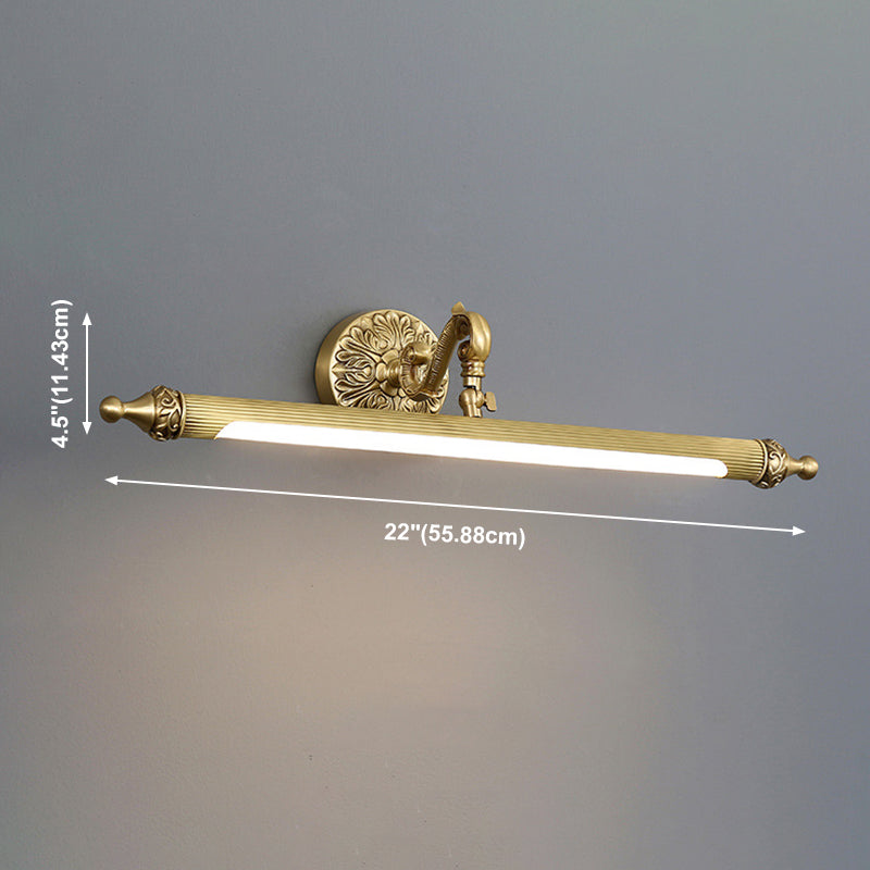 1 Light Linear Wall Lighting Modern Style Mirror Wall Mounted Light Fixture in Brass