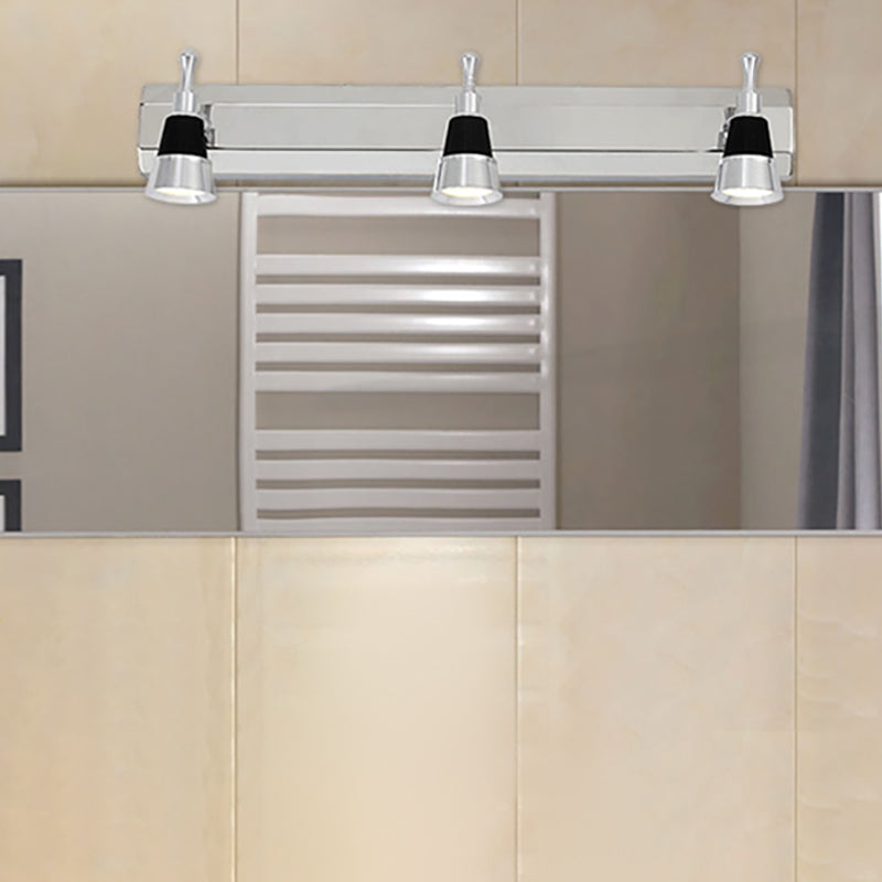 Multi Lights Metal Wall Lighting Modern Style Mirror Wall Mounted Light Fixture in Silver