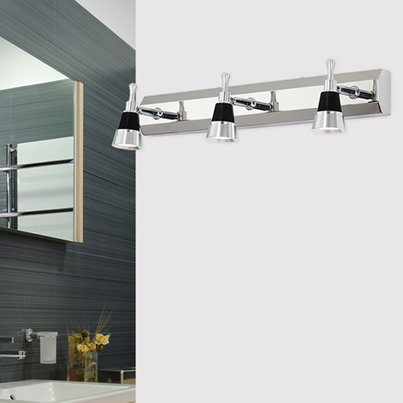 Multi Lights Metal Wall Lighting Modern Style Mirror Wall Mounted Light Fixture in Silver