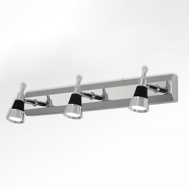 Multi Lights Metal Wall Lighting Modern Style Mirror Wall Mounted Light Fixture in Silver