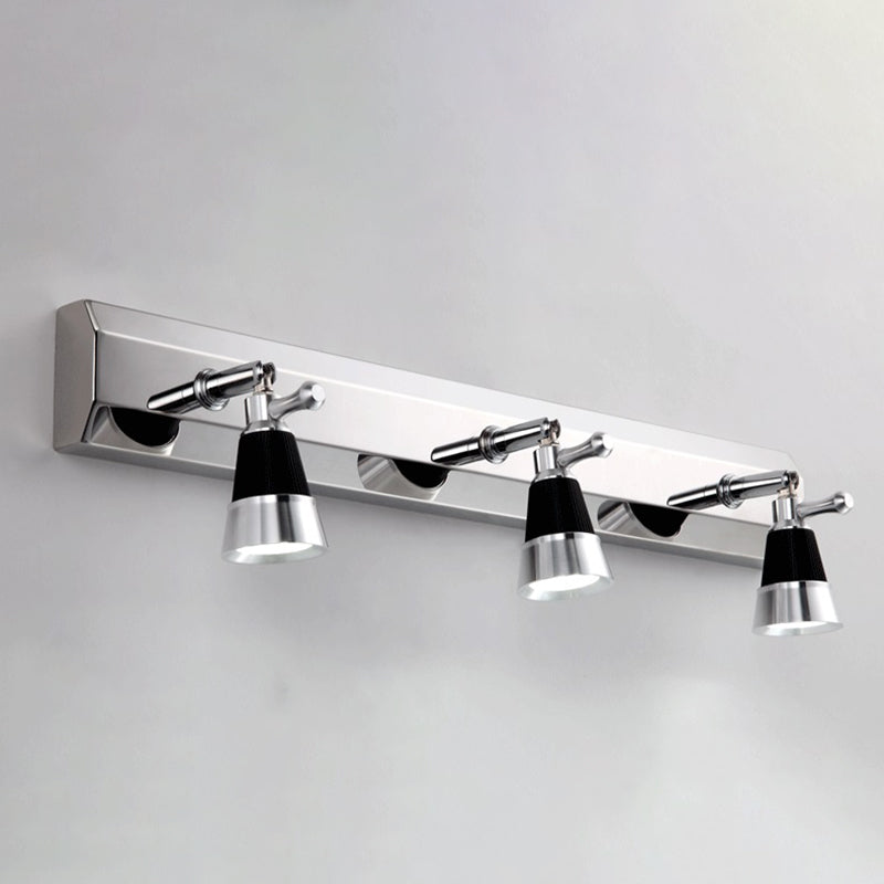 Multi Lights Metal Wall Lighting Modern Style Mirror Wall Mounted Light Fixture in Silver