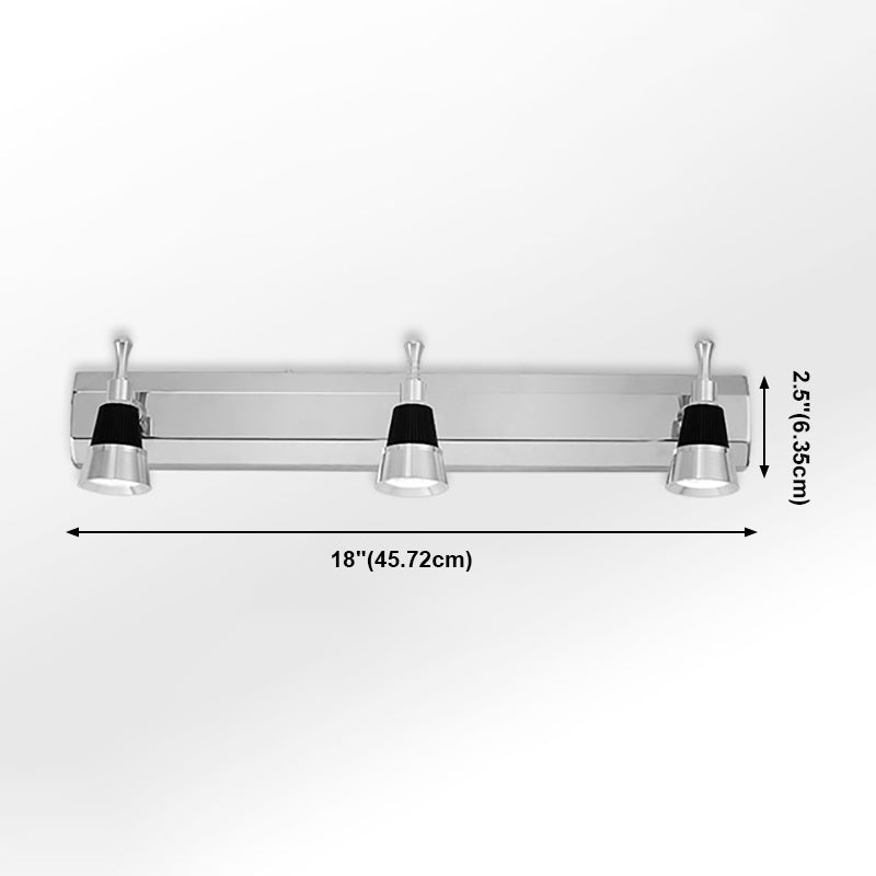 Multi Lights Metal Wall Lighting Modern Style Mirror Wall Mounted Light Fixture in Silver