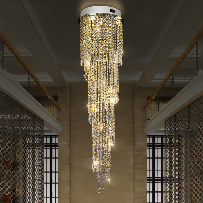 Contemporary Raindrop Pendant Light 12-Head Crystal LED Multi Ceiling Lamp in Silver