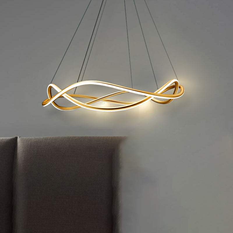 Waving Chandelier Pendant Lights Modern Metal Chandeliers in Gold Finish