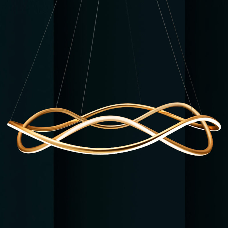 Waving Chandelier Pendant Lights Modern Metal Chandeliers in Gold Finish