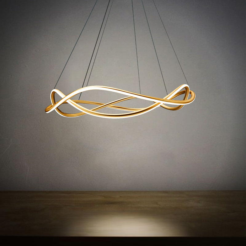 Waving Chandelier Pendant Lights Modern Metal Chandeliers in Gold Finish